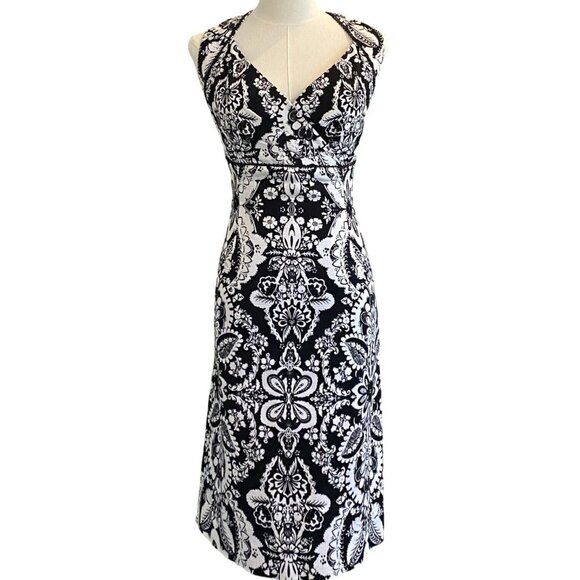 Antonio Melani Sleeveless V-Neck Surplice Paisley Pattern Cotton Dress Size 10 - Picture 2 of 6